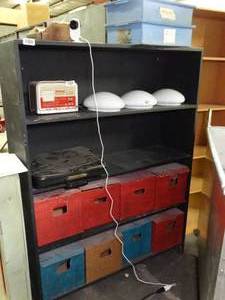 lot 1489 image: Black Shelf with Colorful Organizers