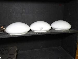 lot 1491 image: 3 White Glass Light Globes
