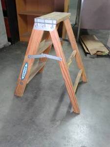 lot 1493 image: Small Wood Werner Step Ladder
