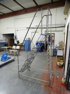 lot 1503 image: Wheeled Metal Platform Ladder