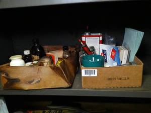 lot 1509 image: Misc old Medicine Bottles and Misc Office Supplies