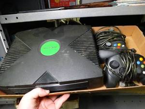 lot 1552 image: XBox and 2 Controllers