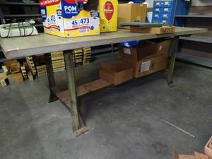 lot 1578 image: 8 Ft Work Table Sturdy Metal Legs
