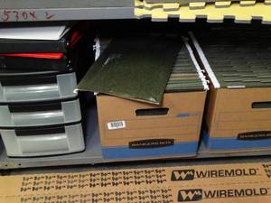 lot 1651 image: Misc. office supplies- organizer- binders- hanging files