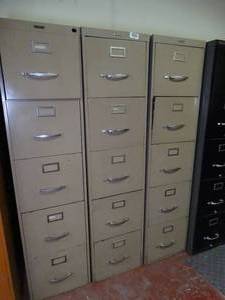 lot 1662 image: Three metal filing cabinets