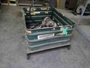lot 1811 image: Metal Pallet Bin With Electric Motor and Misc