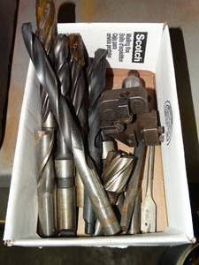 lot 1290 image: Small Lot of Large Drill Bits - Box Tool Holder and More