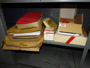 lot 1615 image: n95 masks, tape dispenser, packing envelopes, folders