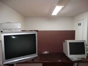 lot 1690 image: Large Tubed Sharp TV - Monitor and Printer