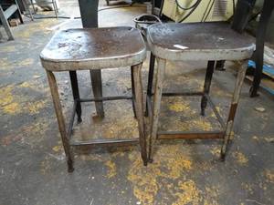 lot 29453 image: Two - 22 inch Metal Shop Stools