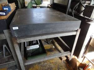 lot 8 image: Large Inspection Table 3ft x 4ft x 6 inches thick w Cast Iron Legs  Supports