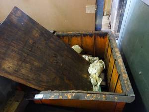 lot 29695 image: Wheeled Shop Utility Bin w Contents