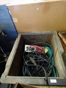 lot 29696 image: Wheeled Shop Utility Bin w Contents