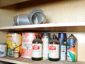 lot 29711 image: Contents on Shelf - Chemicals  Paint  Metal Vent