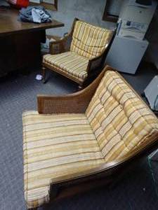lot 1764 image: 2 Gold  Cream Chairs