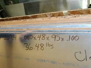 lot 29849 image: One Sheet - 2024 aluminum  .080 x48 x 95 x .1   36 Lbs