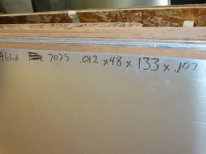 lot 29851 image: One Sheet - 7075 aluminum .012 x 48 x 133  x .1    69 LBS