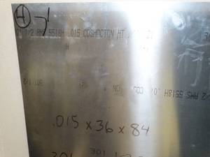lot 39863 image: one Sheet aluminum -  .015 x 36 x 84  14LBS