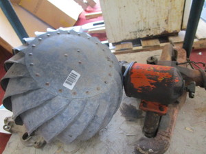 lot 1600 image: Two vintage auto intake manifolds and exhaust cap for roof
