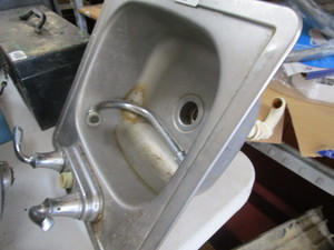 lot 1602 image: stainless steel bar sink with fixtures