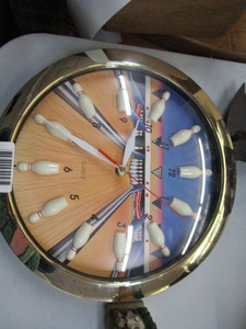 lot 1689 image: Bowling theme wall clock
