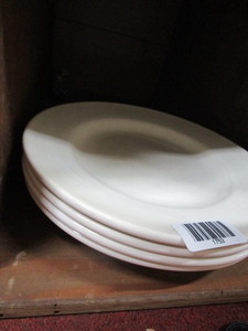 lot 1753 image: 4 heavy white stoneware dinner plates
