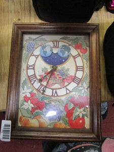 lot 1764 image: Fruit motif wall clock with moon phase