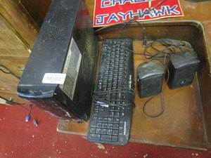 lot 25906 image: Computer tower with keyboard and speakers