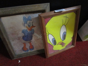 lot 25945 image: Tweety and Daisy Duck wall art