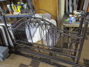 lot 25977 image: Bronze tone iron bed frame queen size