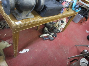 lot 25987 image: Large wooden dining table with leaf - contents not included