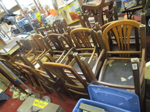lot 25992 image: Lot of 23 wooden dining chairs