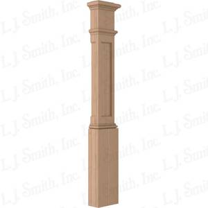 lot 28023 image: 7-12 x 53-316 Recessed Panel Box Newel in Alder by L J Smith Stair System - Item # LJ-4094-AL Retails for Over $300