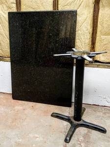 lot 28031 image: Black Marble Table Top 3 6 x 30 (Very Heavy) and a 28 Tall Metal Table Base