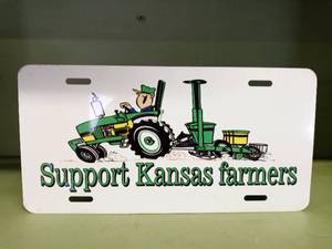 lot 28039 image: Tin Front Vanity Plate Support Kansas Farmers