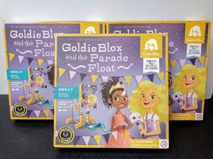 lot 28072 image: Lot of 3 NEW Goldie Blox and the Parade Float Read & Construction Engineering Set - for Ages 4-9 yrs old
