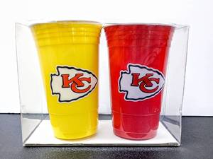 lot 28075 image: Un-Opened Red & Yellow Kansas City Chiefs Collectible Cups - 7 Tall - Thick Plastic Solo Style Cups