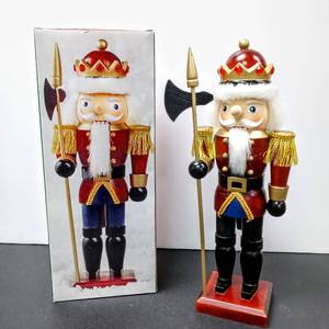 lot 28097 image: NIB 14 Decorative Wood King Nutcracker from JCPenney Home Collection