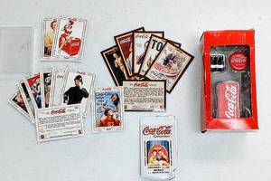 lot 28112 image: 1994 - Coca-Cola Series 2 & 3 Trading Cards by Collect-A-Card (16) & Kurt S. Adler, 2009 Coca-Cola, 3 Pc Ornament Set - Highly Collectible