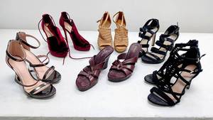 lot 28126 image: 6 Pair Womens Leather, Suede & Synthetic High Heel Shoes - All Size 8 12 - Various Brands