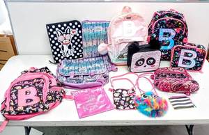 lot 28134 image: Lot of 13 Girls Backpacks, Lunch Boxes, Binders & Purses - Some with B Initial