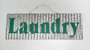 lot 28139 image: Rustic Laundry Room Metal Sign - 23 x 8