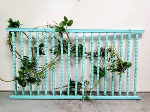 lot 28142 image: Vintage Wood Staircase Straight Rail Section () Decor (51.5 W x 27 H)