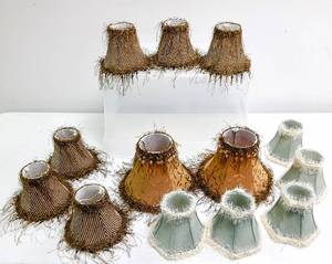 lot 28144 image: Lot of 13 Adorable Beaded & Frilly Lamp Shades - Different Sizes
