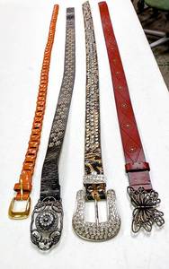 lot 28148 image: Lot of 4 - Very Nice Womens Belts - LXL - Measurements are in the Photos