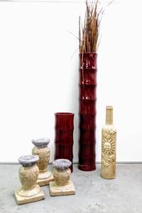 lot 28154 image: Lot of 6 Gorgeous Floor Vases & Pedestals - 6-12 Tall to 32 Tall (The 3 Pedestals are Heavy)
