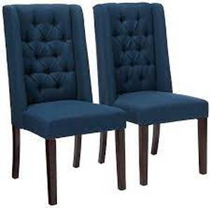 lot 3950 image: Narrow High Back Button Tufted Dining Chairs