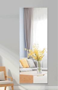 lot 3126 image: Oversized Silver Metal Beveled Glass Modern Classic Mirror (64.17 in. H X 21.26 in. W)