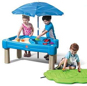 lot 3156 image: Step2 Cascading Cove Sand & Water Table with Umbrella  Kids Sand & Water Play Table with Umbrella, Blue