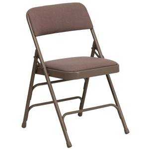 lot 3159 image: Flash Furniture Curved Triple Braced & Double Hinged Beige Fabric Metal Folding Chair- 4 pk